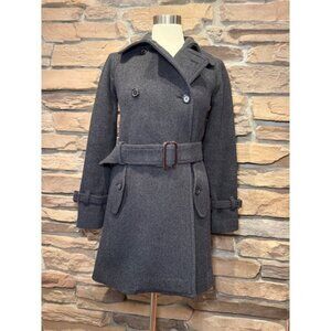 J.Crew Stadium Cloth Nello Gori Gray Wool Blend Belted Trench Coat